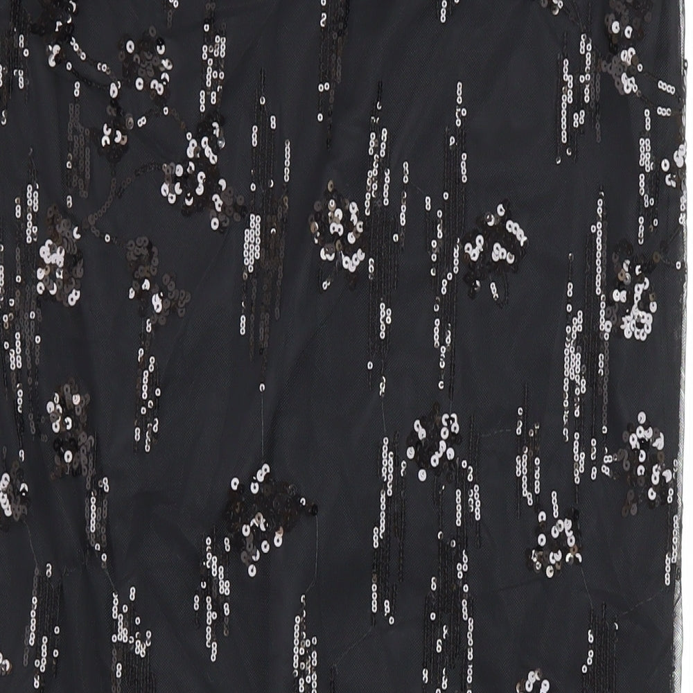 Marks & Spencer Womens Black Polyester Straight & Pencil Skirt Size 8 - Elastic Waist