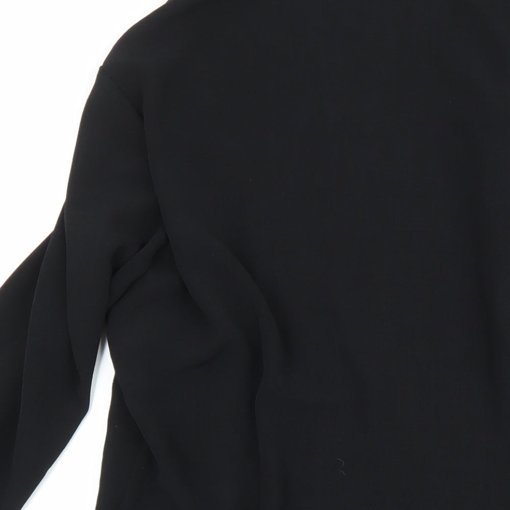 Marks & Spencer Womens Black Polyester Basic Button-Up Size 14 Round Neck