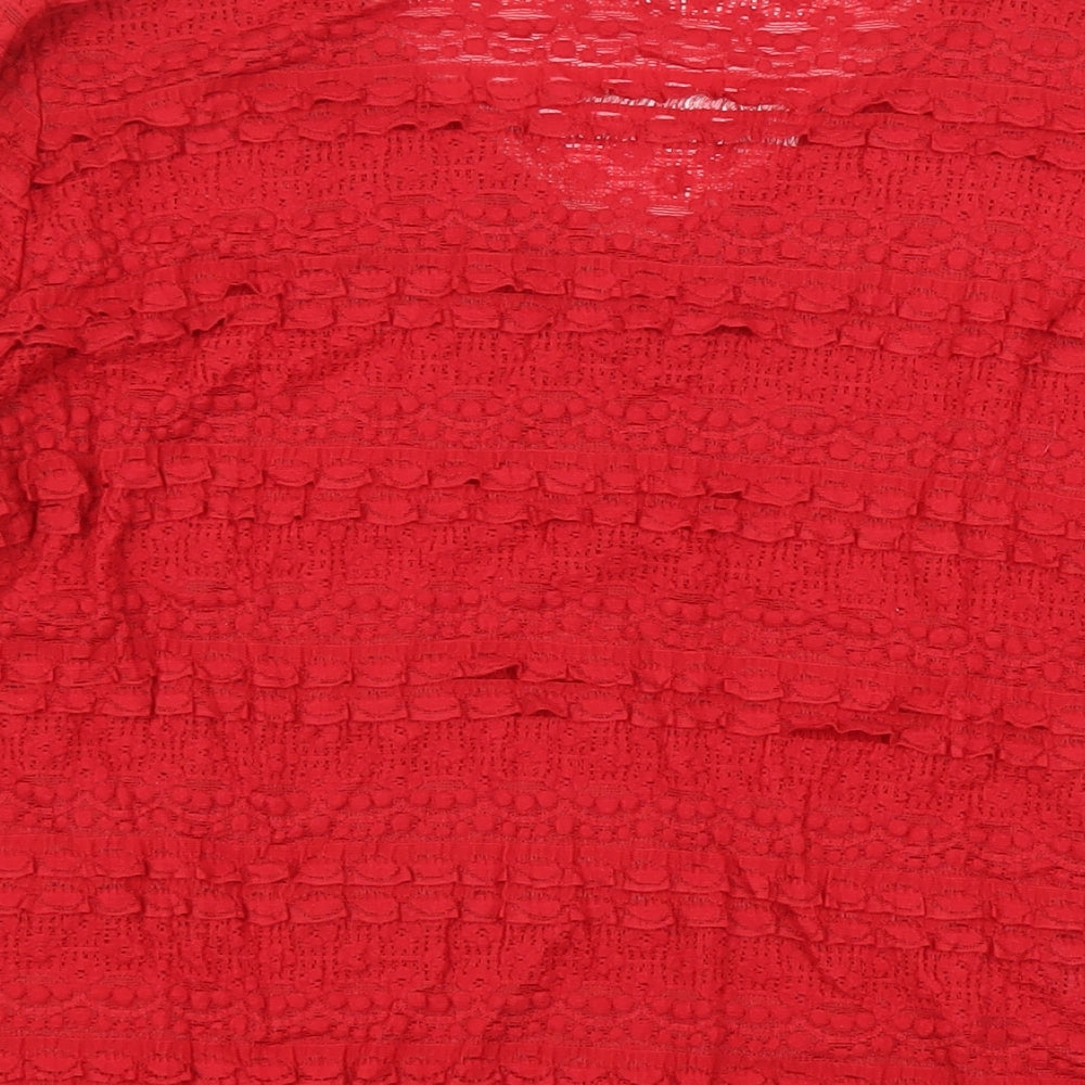 Per Una Womens Red Polyester Blend Tunic Blouse Size M V-Neck