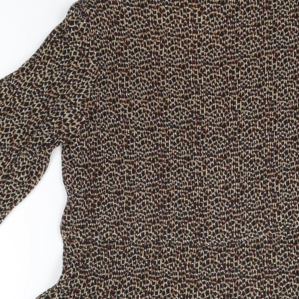 Country Casuals Womens Brown Geometric Polyester Basic T-Shirt Size XL V-Neck