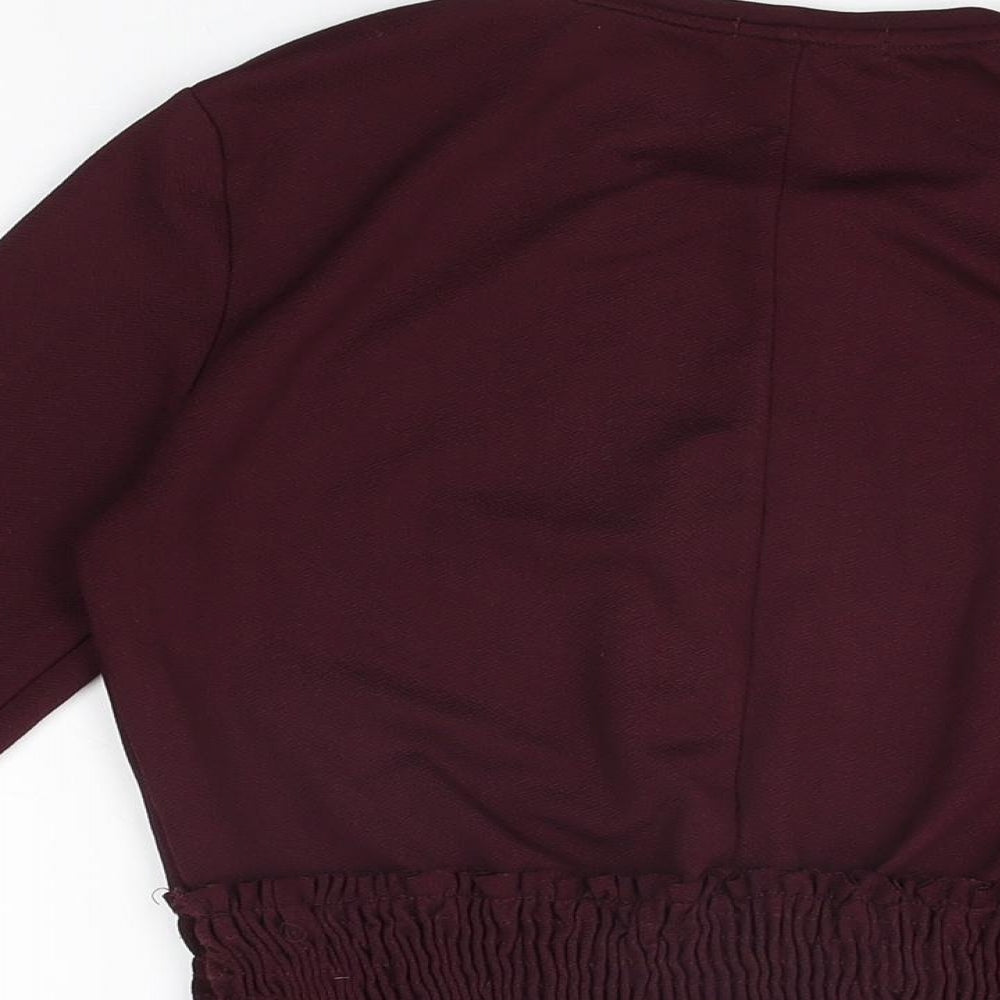 Zara Womens Purple Polyester Basic T-Shirt Size S Round Neck