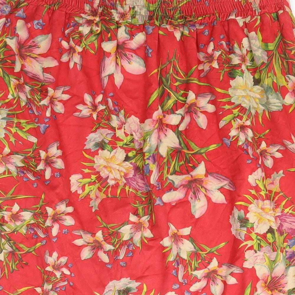 Simply Be Womens Red Floral Polyester Wrap Skirt Size 12