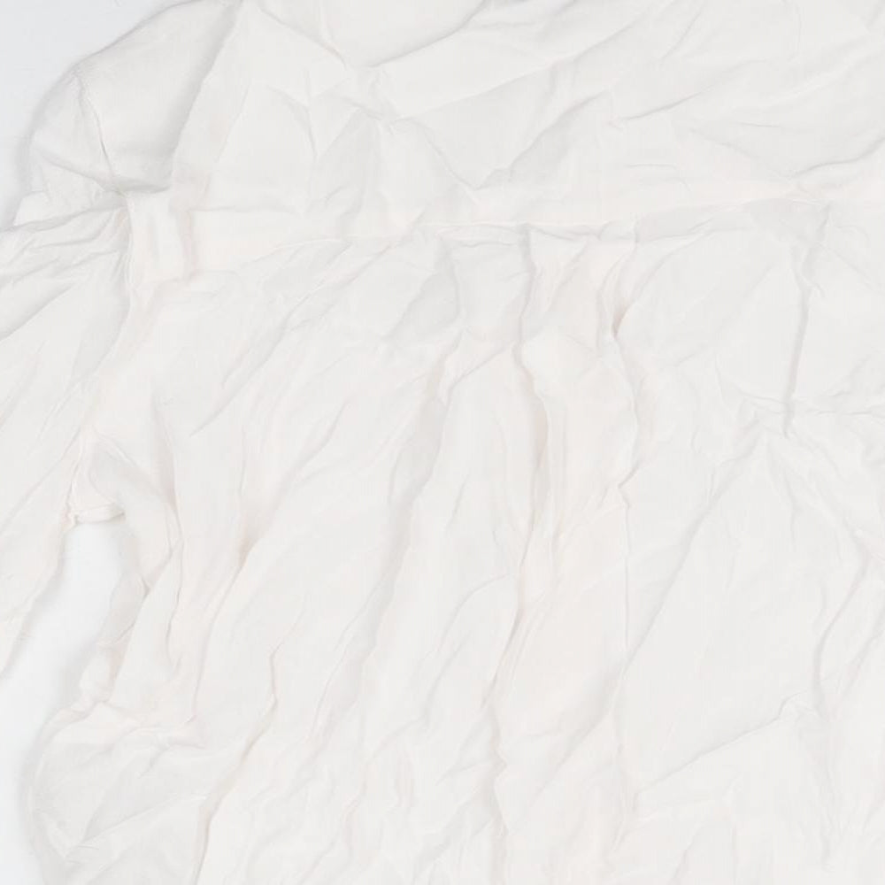Marks & Spencer Womens White Viscose Basic Button-Up Size 6 Round Neck