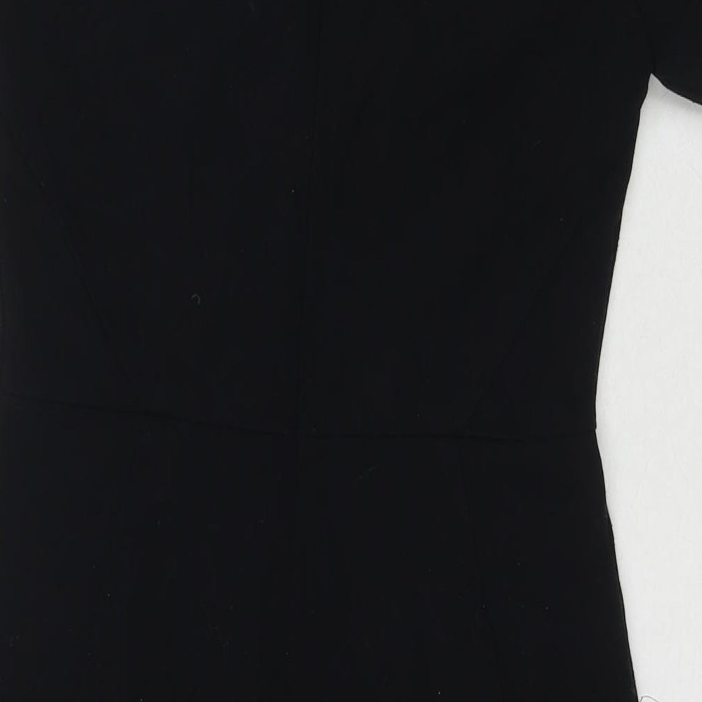 NEXT Womens Black Polyester A-Line Size 10 Round Neck Zip