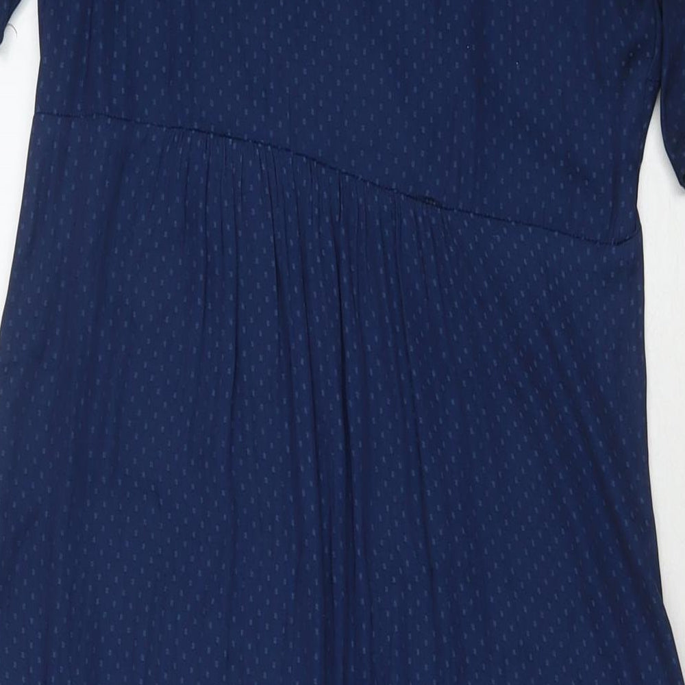H&M Womens Blue Polka Dot Viscose Maxi Size 10 V-Neck Pullover