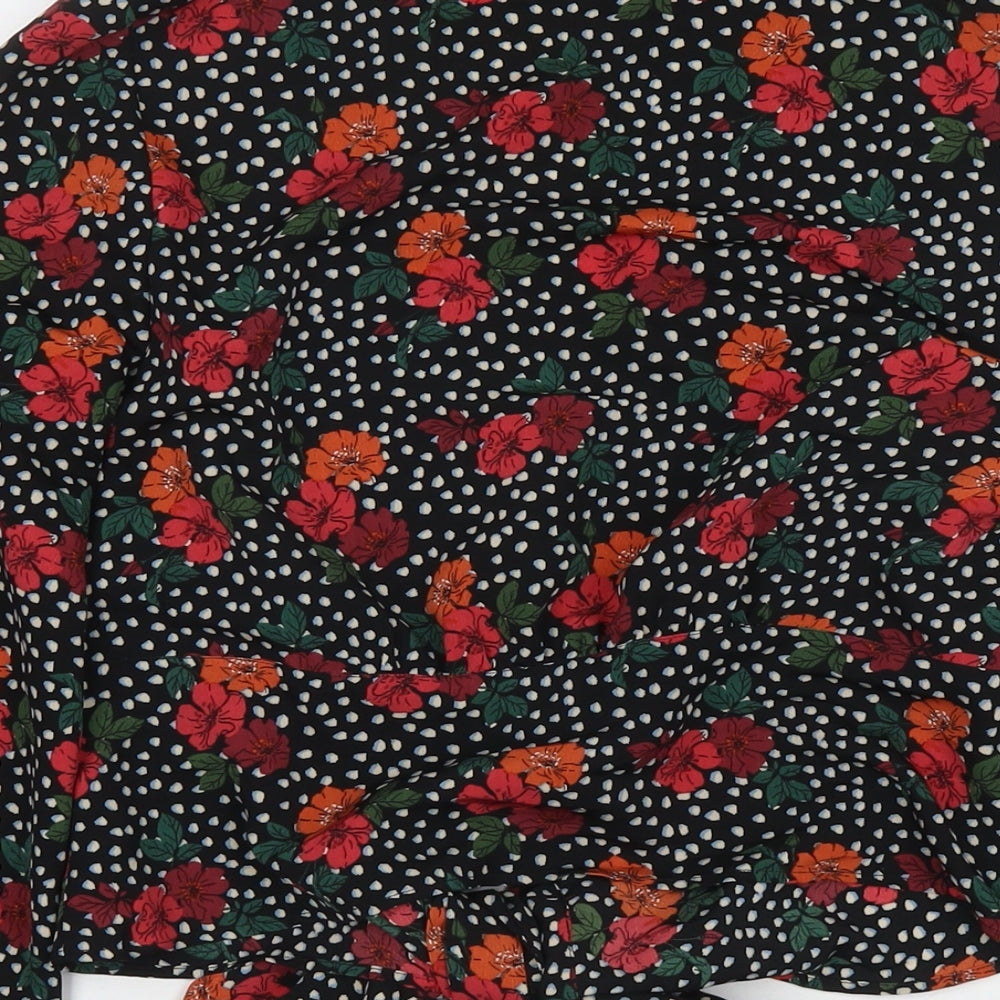 Topshop Womens Multicoloured Polka Dot Viscose Basic Button-Up Size 10 V-Neck