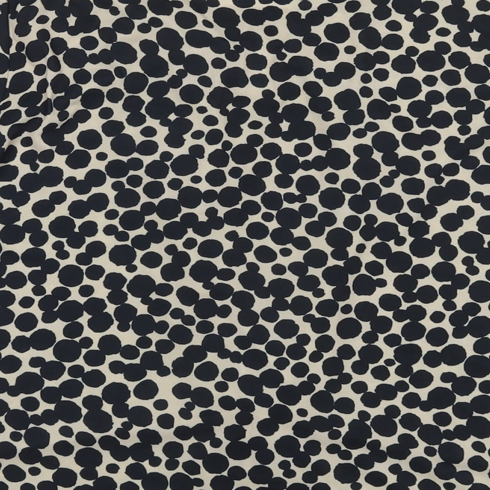 Kaleidoscope Womens Black Polka Dot Polyester Basic Blouse Size 12 Round Neck
