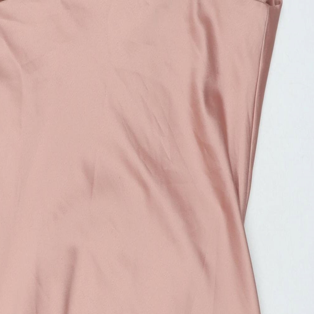 Topshop Womens Beige Polyester Slip Dress Size 8 Cowl Neck Pullover