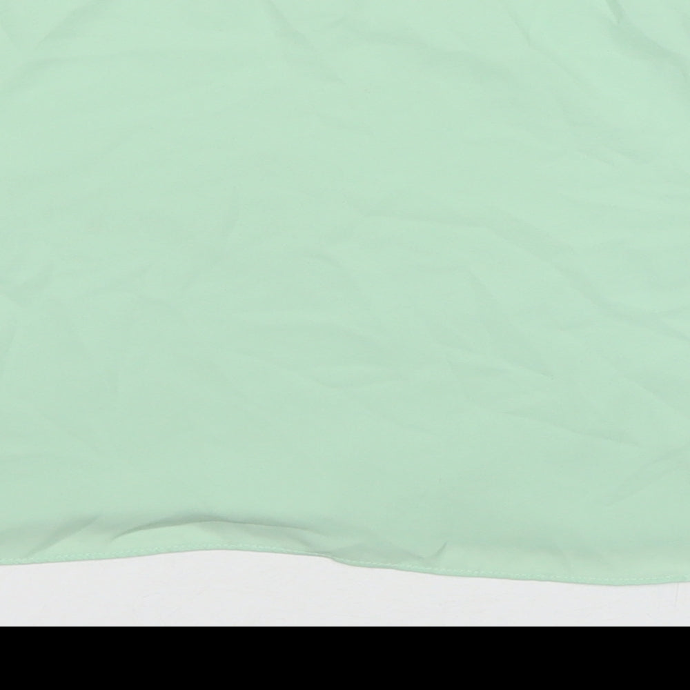 Topshop Womens Green Polyester Basic T-Shirt Size 8 Round Neck