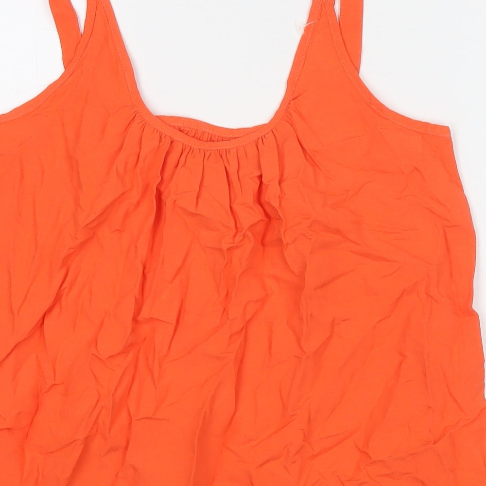 Marks & Spencer Womens Orange Viscose Basic Tank Size 8 Round Neck