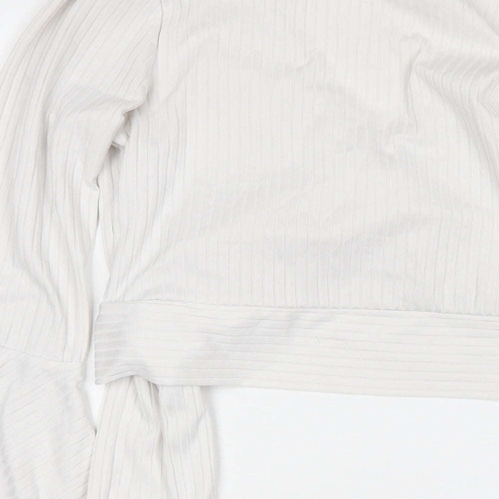 New Look Womens White Polyester Basic Blouse Size 14 V-Neck