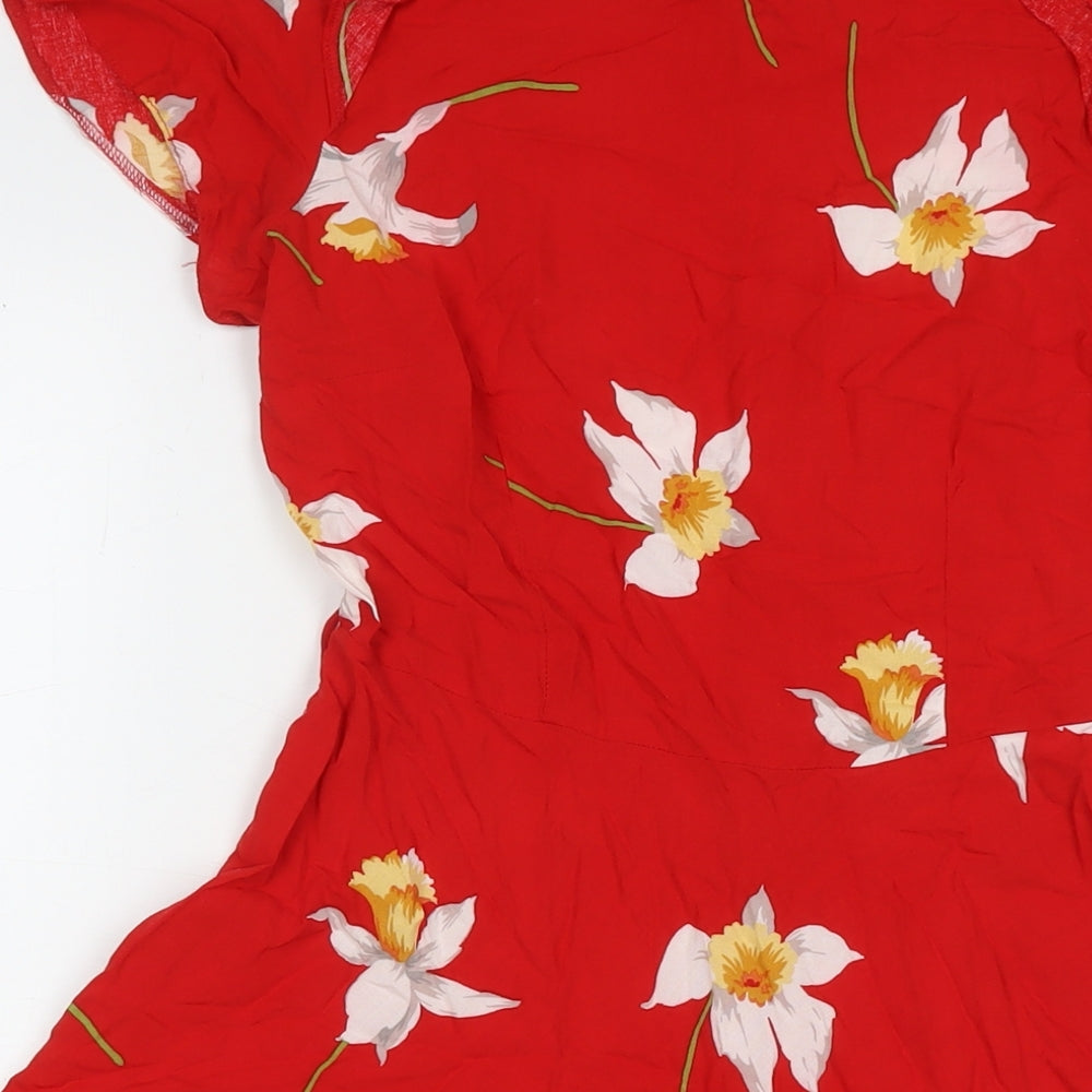 Dorothy Perkins Womens Red Viscose Fit & Flare Size 8 Round Neck Pullover