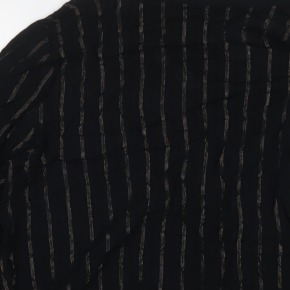 Marks & Spencer Womens Black Viscose Basic Button-Up Size 12 Collared