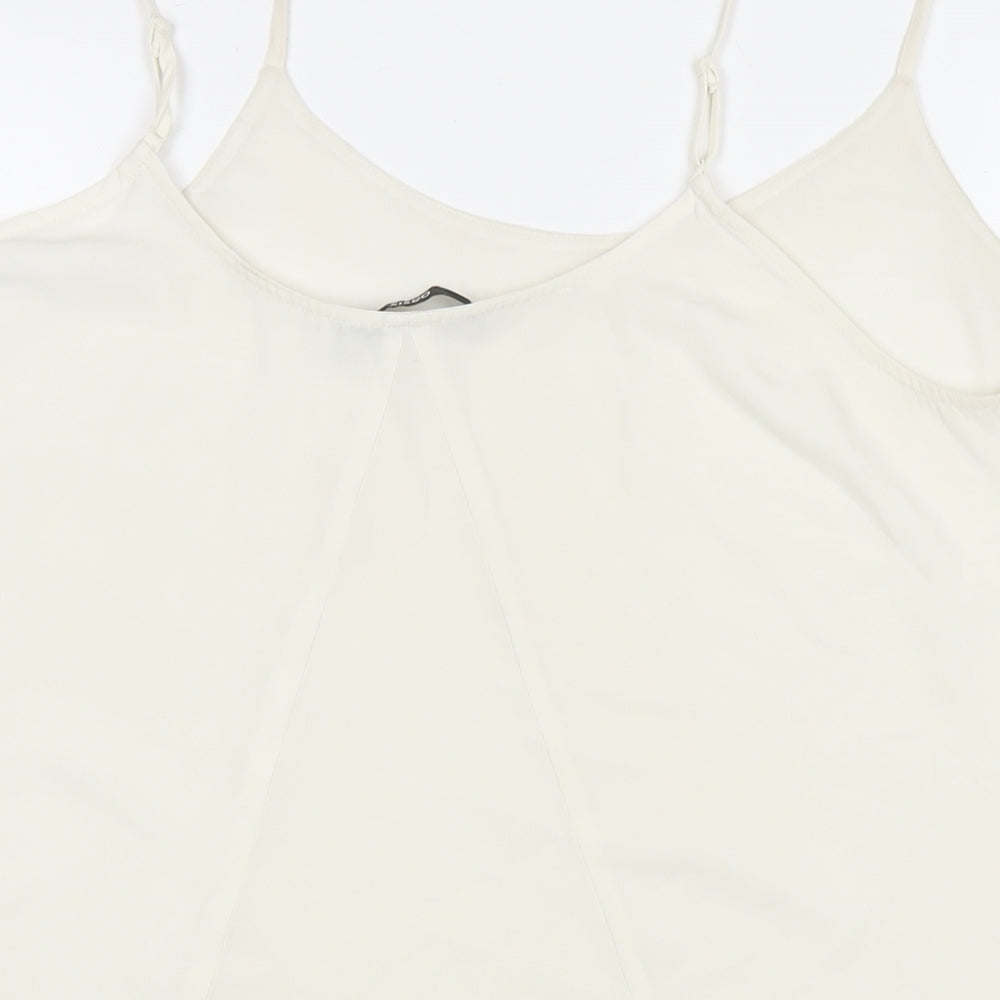 Oasis Womens White Polyester Basic Tank Size 14 Round Neck