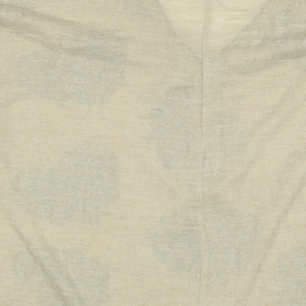 Apricot Womens Beige Geometric Polyester Basic T-Shirt Size S V-Neck - Hearts Size S/M