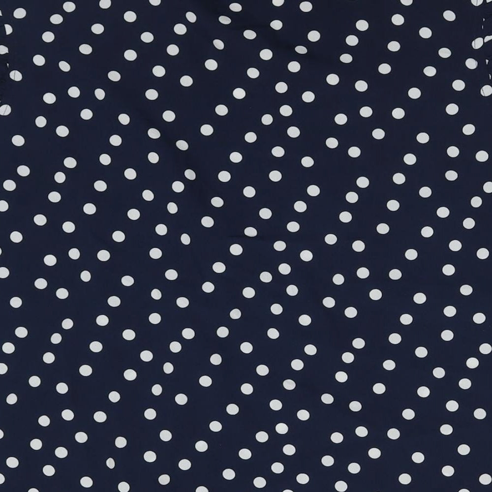 Julipa Womens Blue Polka Dot Polyester Basic Blouse Size 20 Round Neck