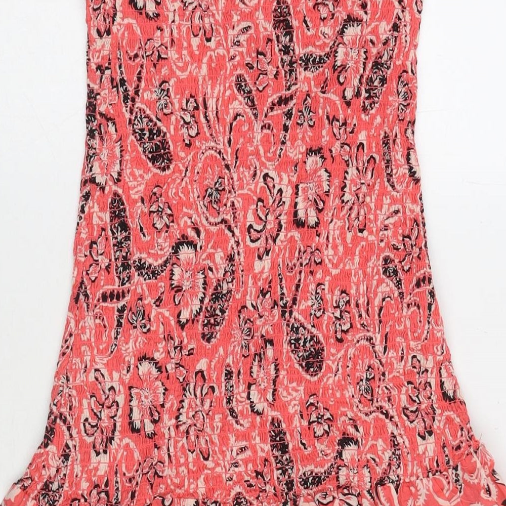 Mango Womens Pink Paisley Polyester Mini Size S Square Neck Pullover