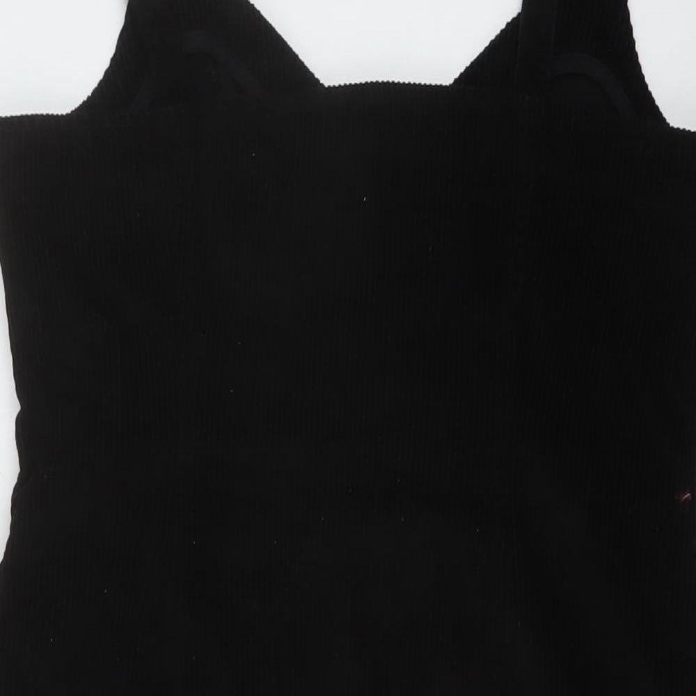 Topshop Womens Black Cotton A-Line Size 12 V-Neck Zip