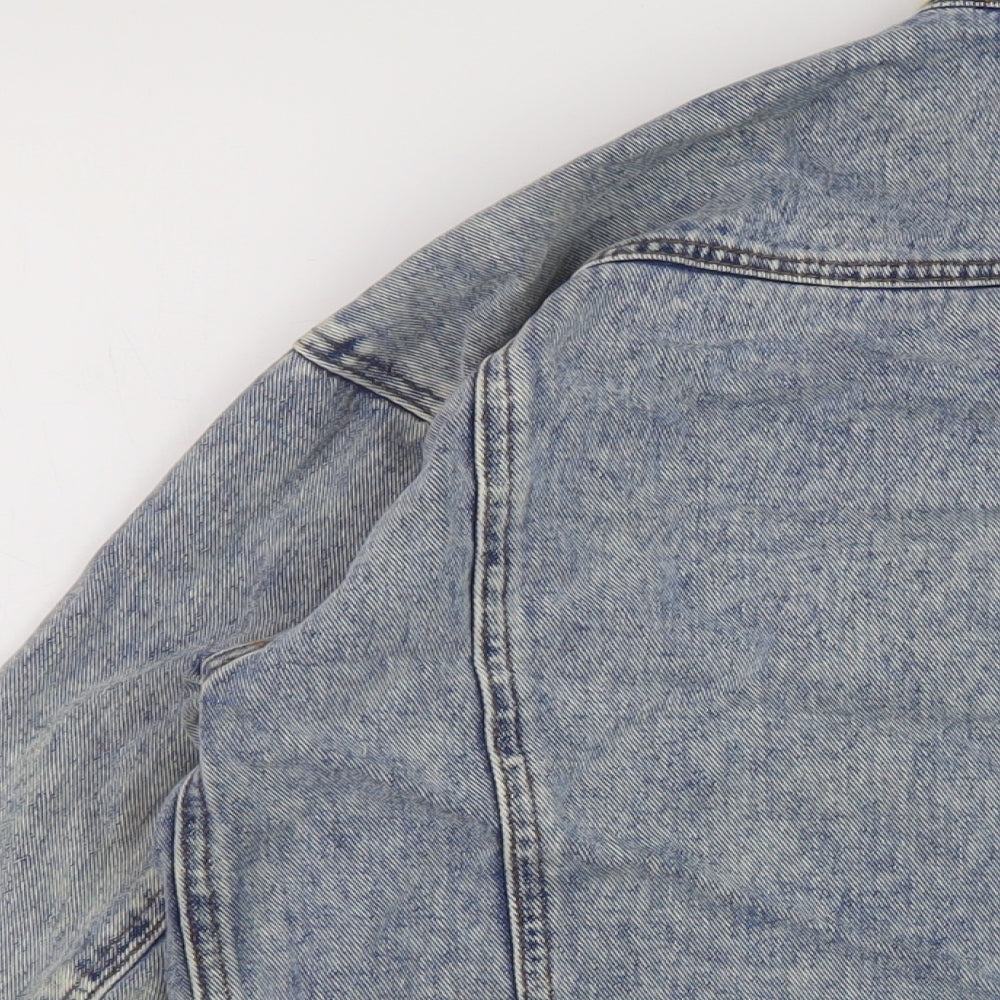Denim & Co. Womens Blue Jacket Size 8 Button