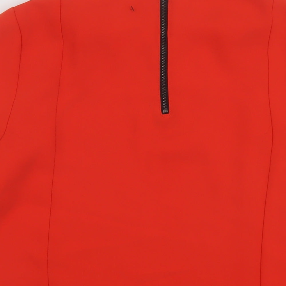 Topshop Womens Red Polyester Basic T-Shirt Size 12 Round Neck