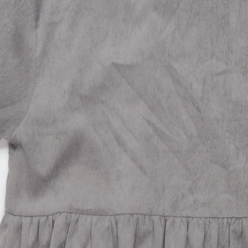 Missguided Womens Grey Polyester A-Line Size 12 Collared Button