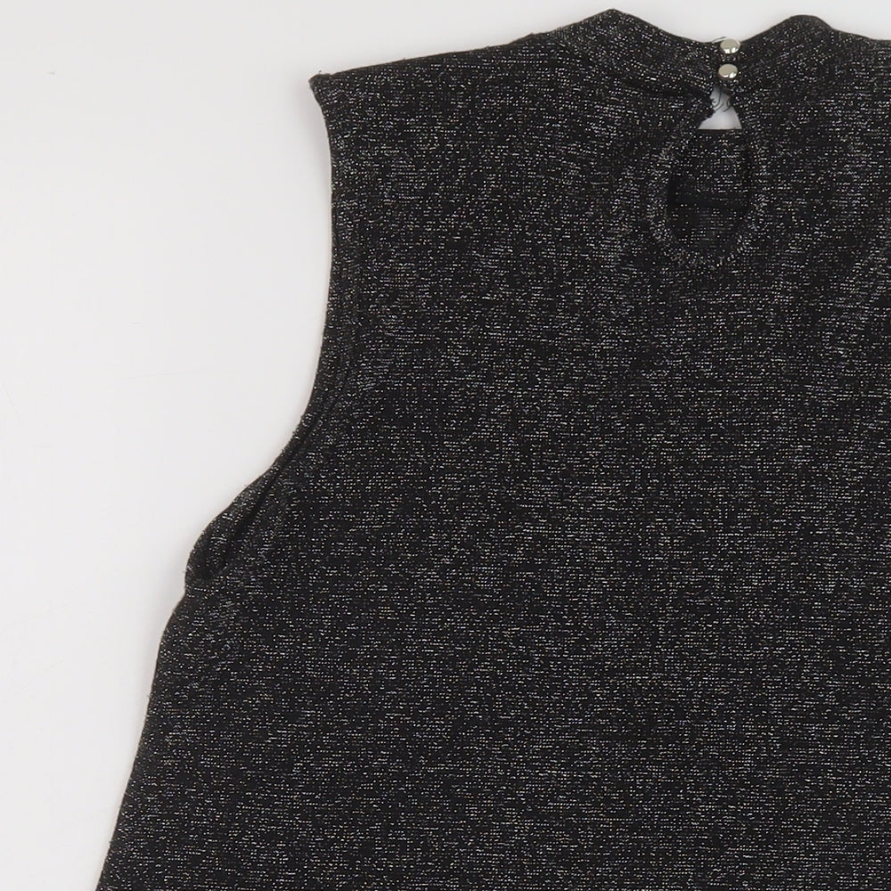 Dorothy Perkins Womens Black Polyester Basic Tank Size 12 Mock Neck