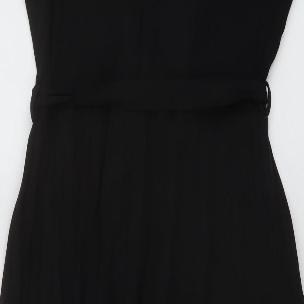 Dorothy Perkins Womens Black Polyester A-Line Size 10 Round Neck Zip