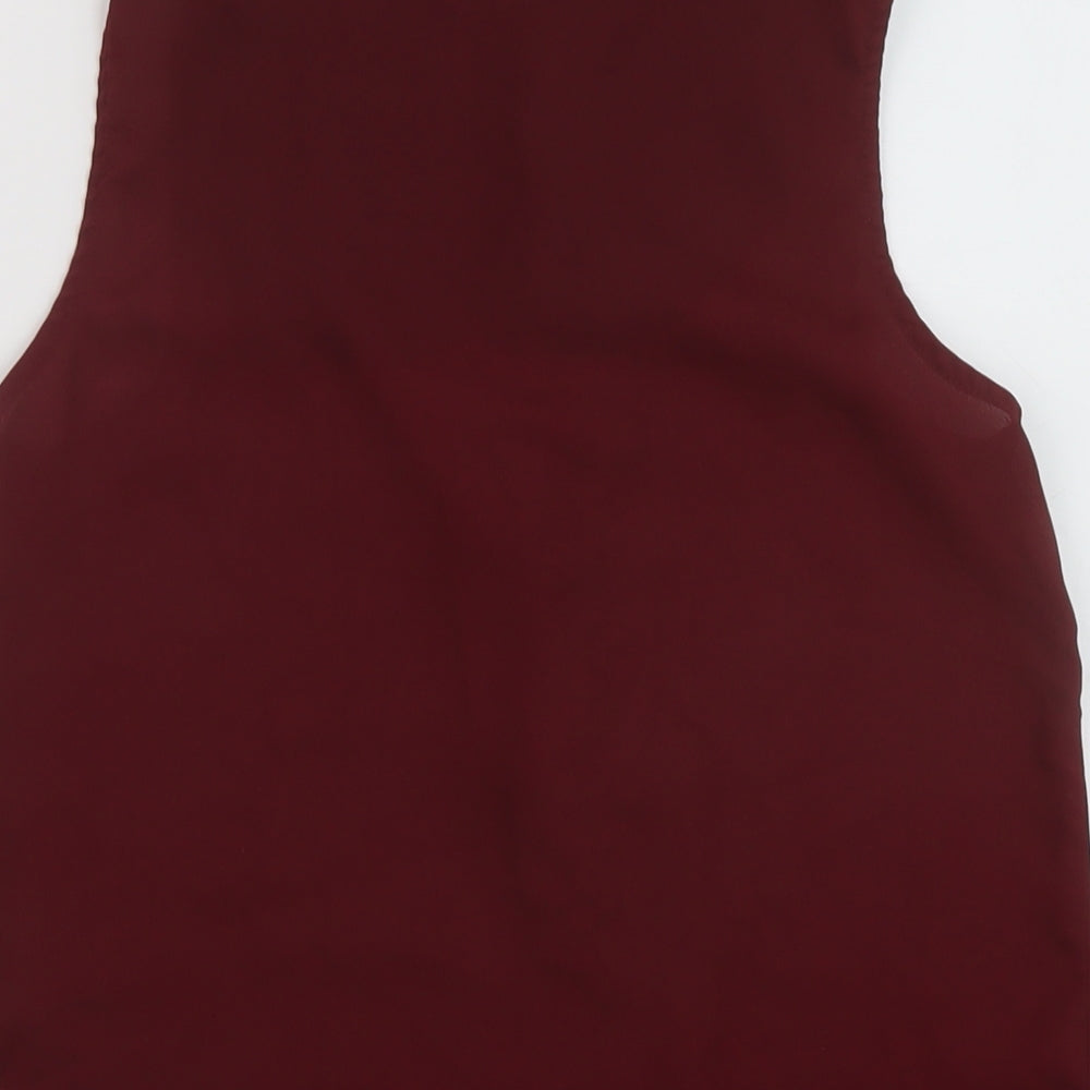 New Look Womens Red Polyester Basic T-Shirt Size 8 V-Neck