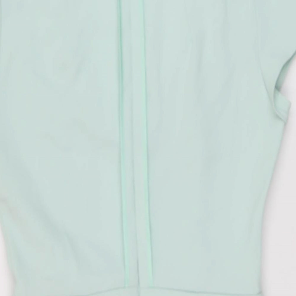 Topshop Womens Green Polyester Mini Size 10 V-Neck Zip