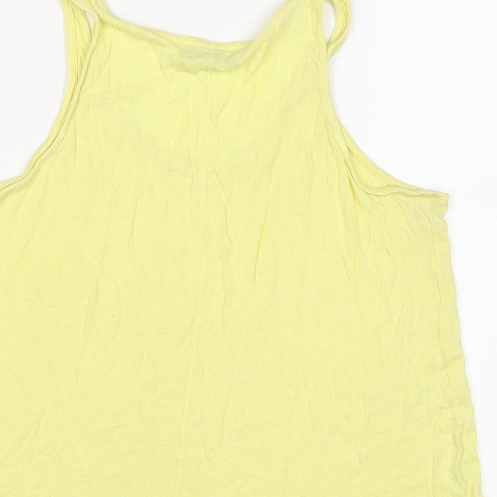 Per Una Womens Yellow Viscose Basic Tank Size 12 Scoop Neck