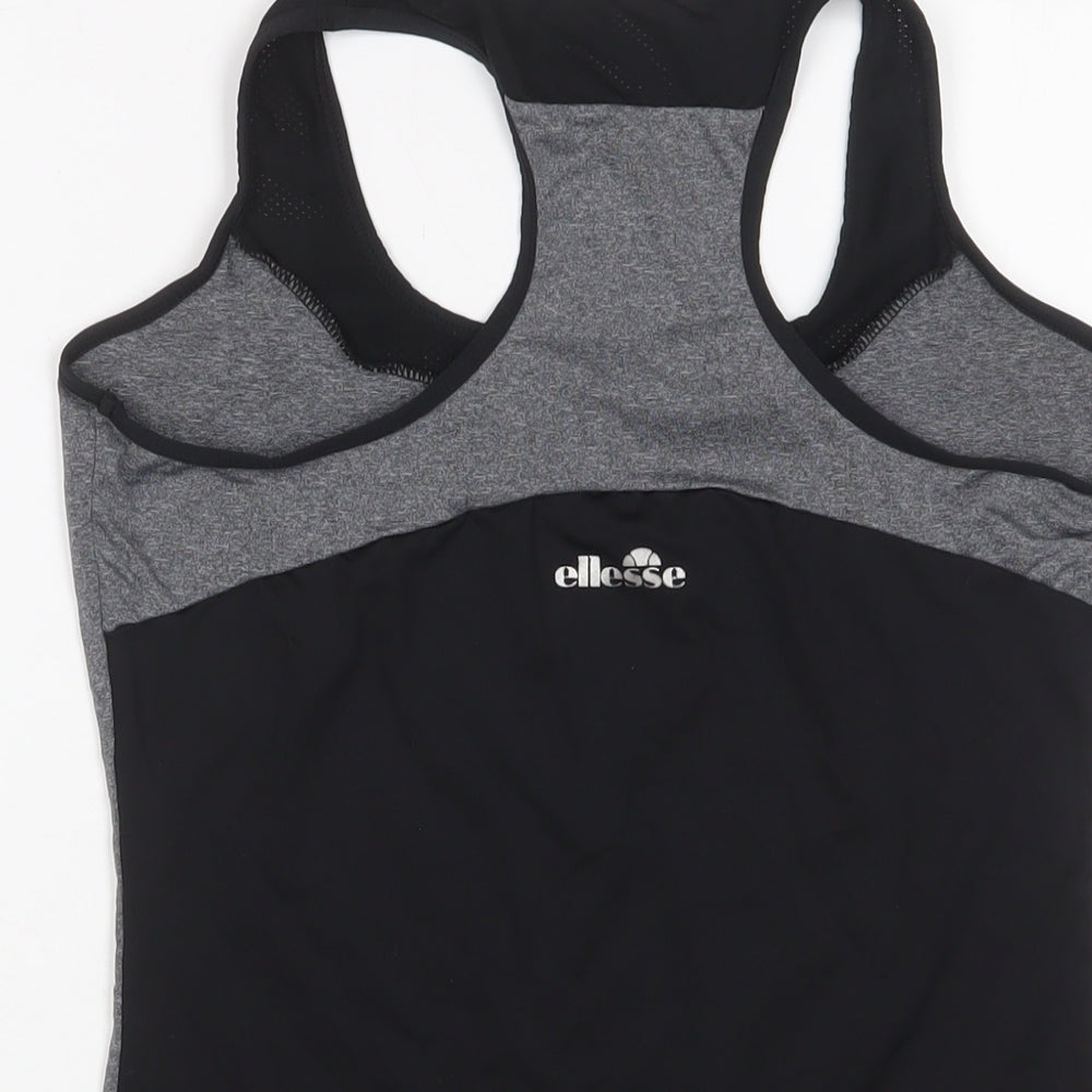 Ellesse Womens Grey Polyester Basic T-Shirt Size 14 Scoop Neck Pullover - Logo