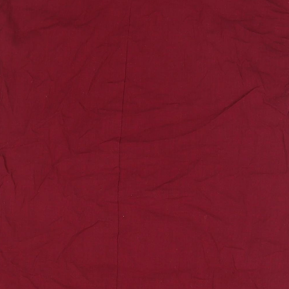 Celmia Womens Red Cotton Basic Button-Up Size L Round Neck