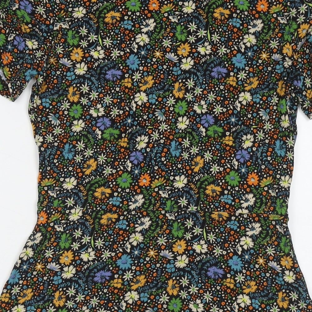 NEXT Womens Multicoloured Floral Viscose Fit & Flare Size 8 V-Neck Pullover