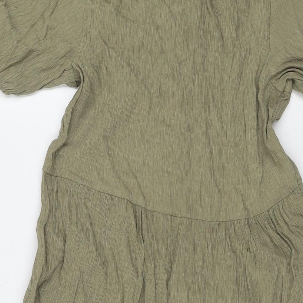 Sinsay Womens Green Viscose Shirt Dress Size S Collared Pullover