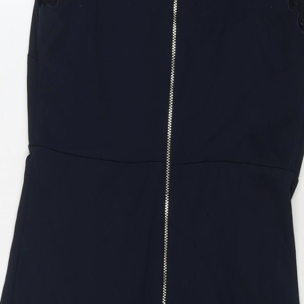 Marks & Spencer Womens Blue Viscose A-Line Size 10 Round Neck Pullover