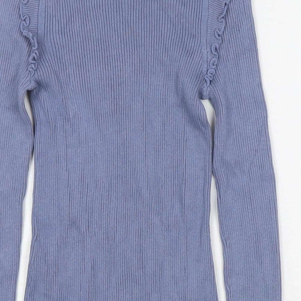 River Island Womens Blue Round Neck Viscose Pullover Jumper Size 10