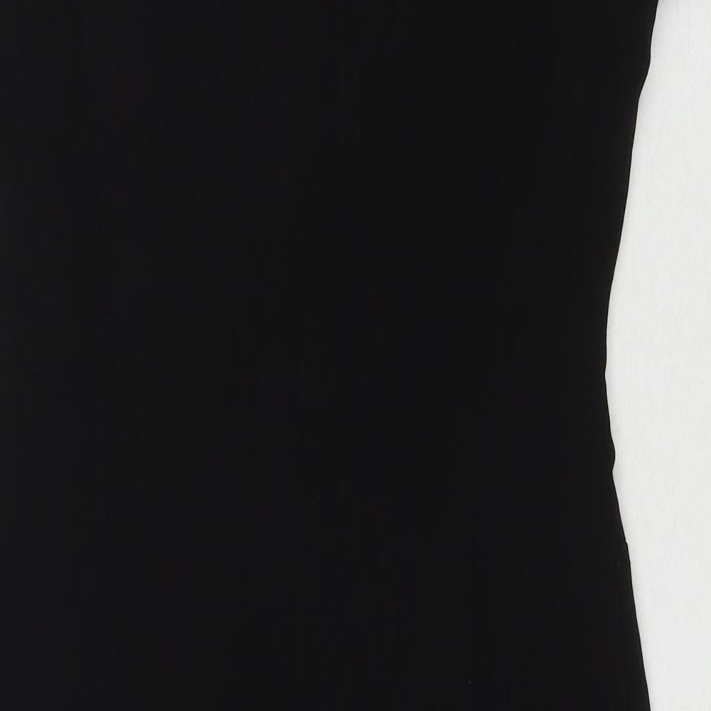 Marks & Spencer Womens Black Polyester A-Line Size 10 Round Neck Zip