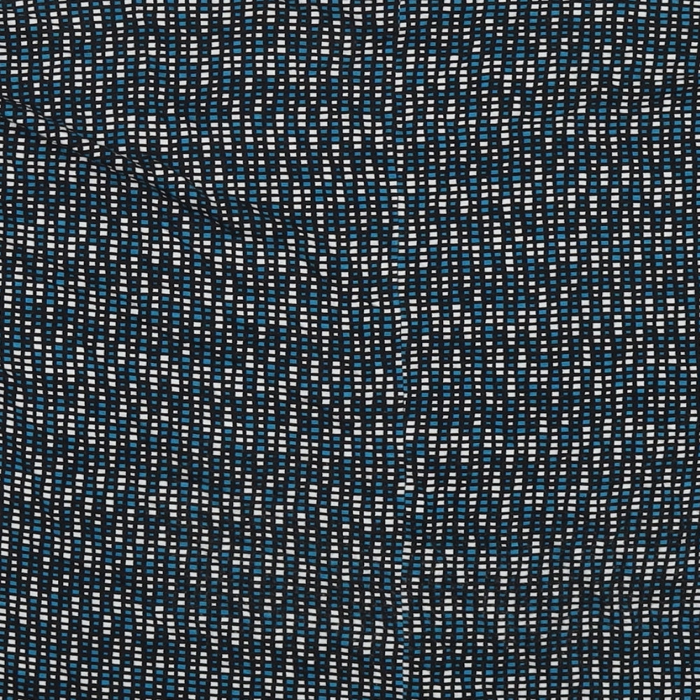 Worthington Industries Womens Blue Geometric Viscose Basic Blouse Size M Round Neck