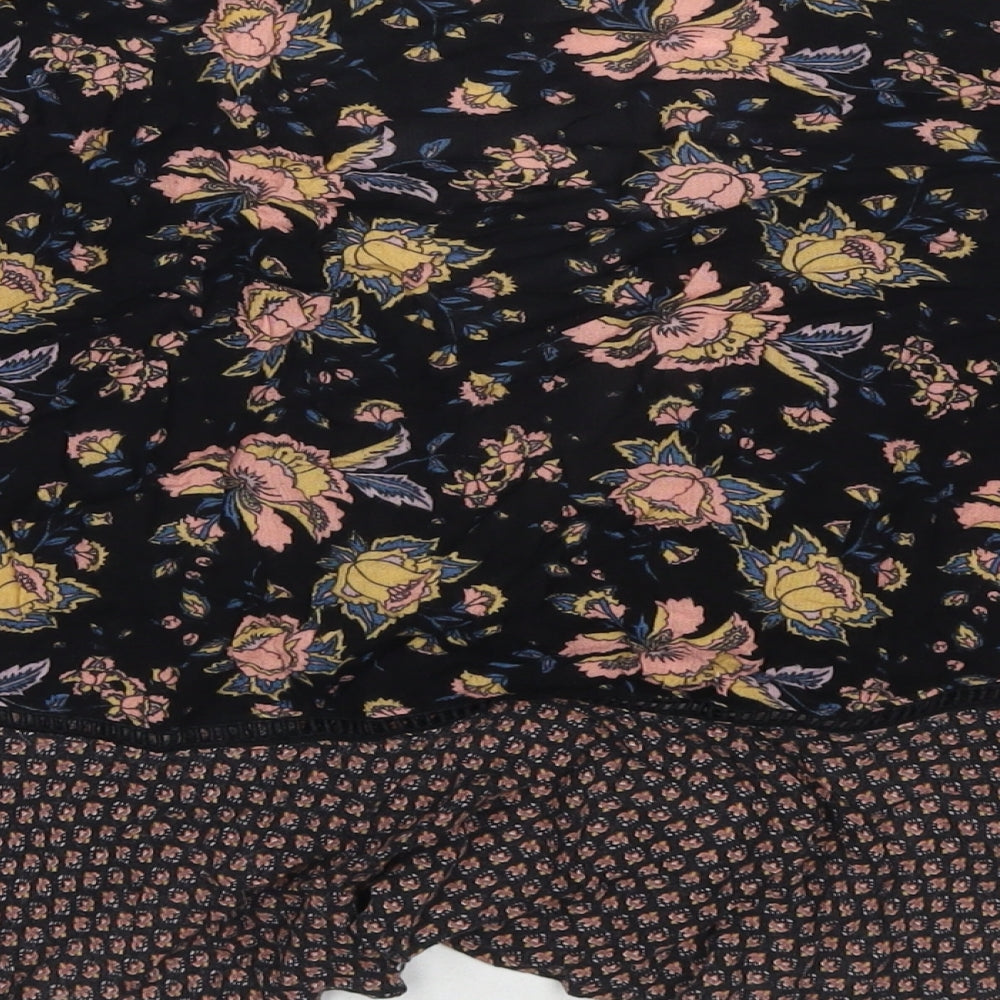 New Look Womens Multicoloured Floral Viscose Wrap T-Shirt Size 12 V-Neck
