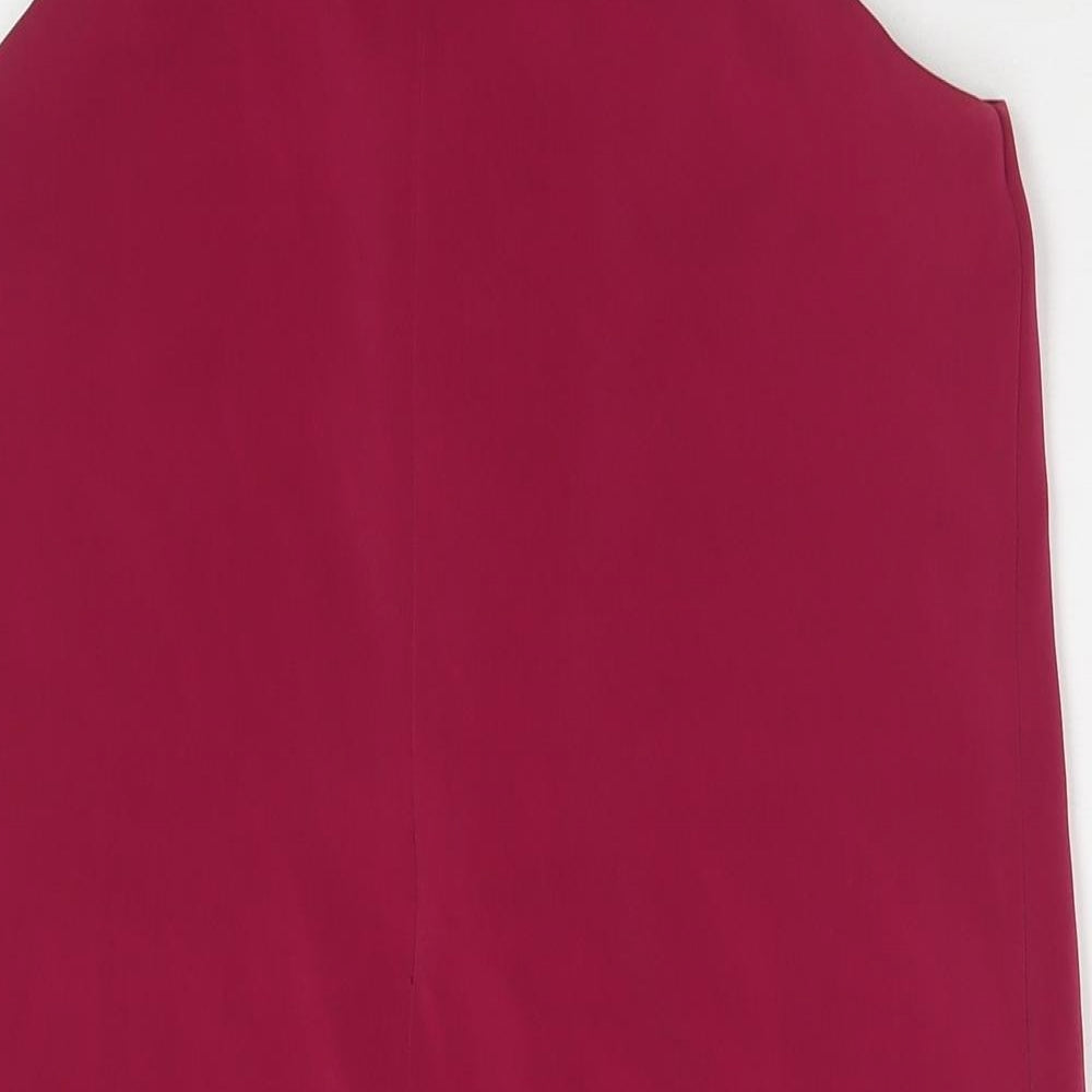 Mango Womens Red Polyester A-Line Size XS V-Neck Zip