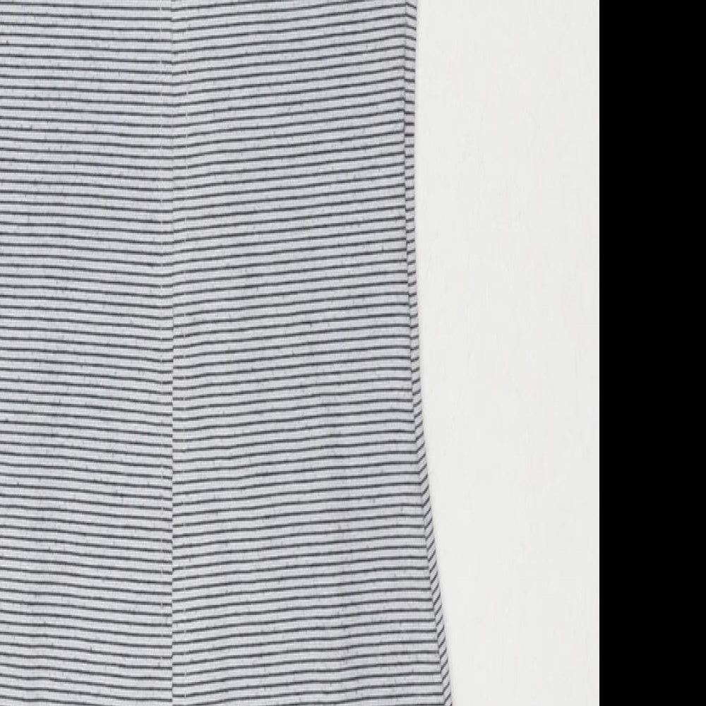 Zara Womens Grey Striped Polyester Bodycon Size S Scoop Neck Pullover
