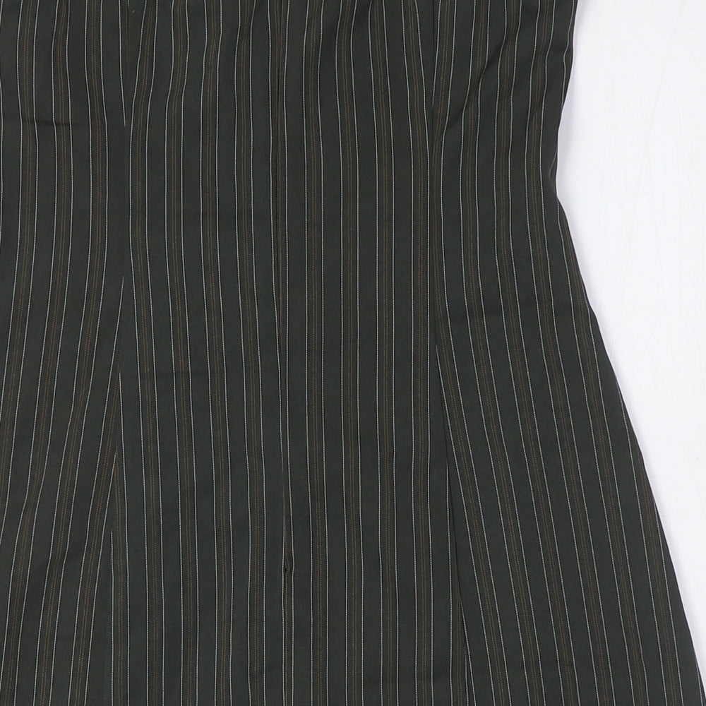 Motel Rocks Womens Brown Striped Polyester A-Line Size S Off the Shoulder Zip - High Empire
