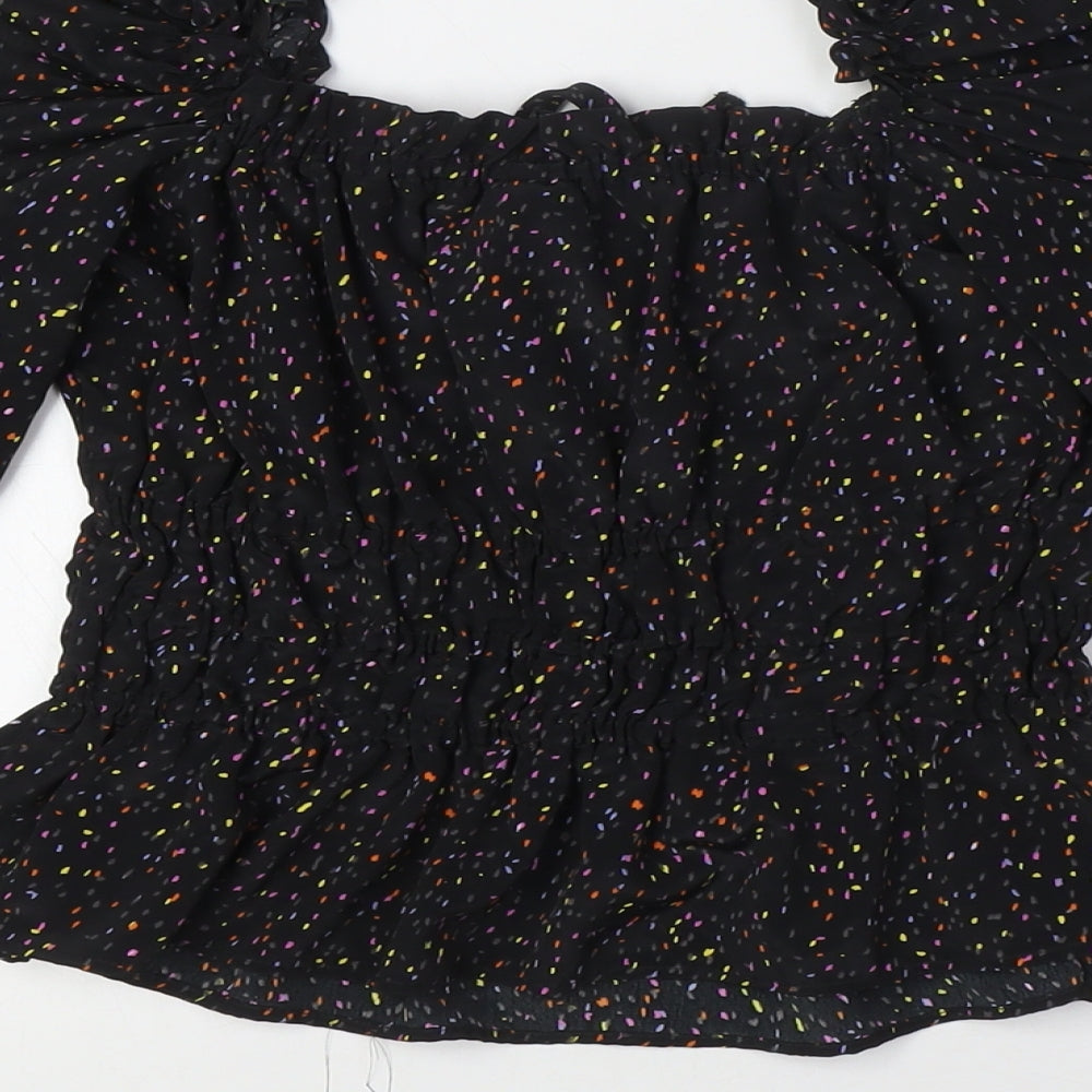 Topshop Womens Multicoloured Polyester Basic Blouse Size 4 Scoop Neck - Smocked Top