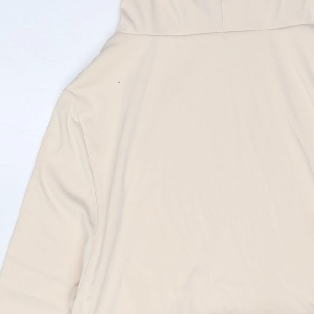 Zara Womens Beige Polyester A-Line Size XL Mock Neck - Hood, Open Back
