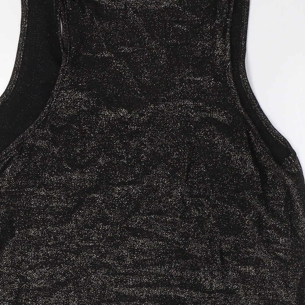 NEXT Womens Black Viscose Basic Tank Size 14 Round Neck - Gold Fleck