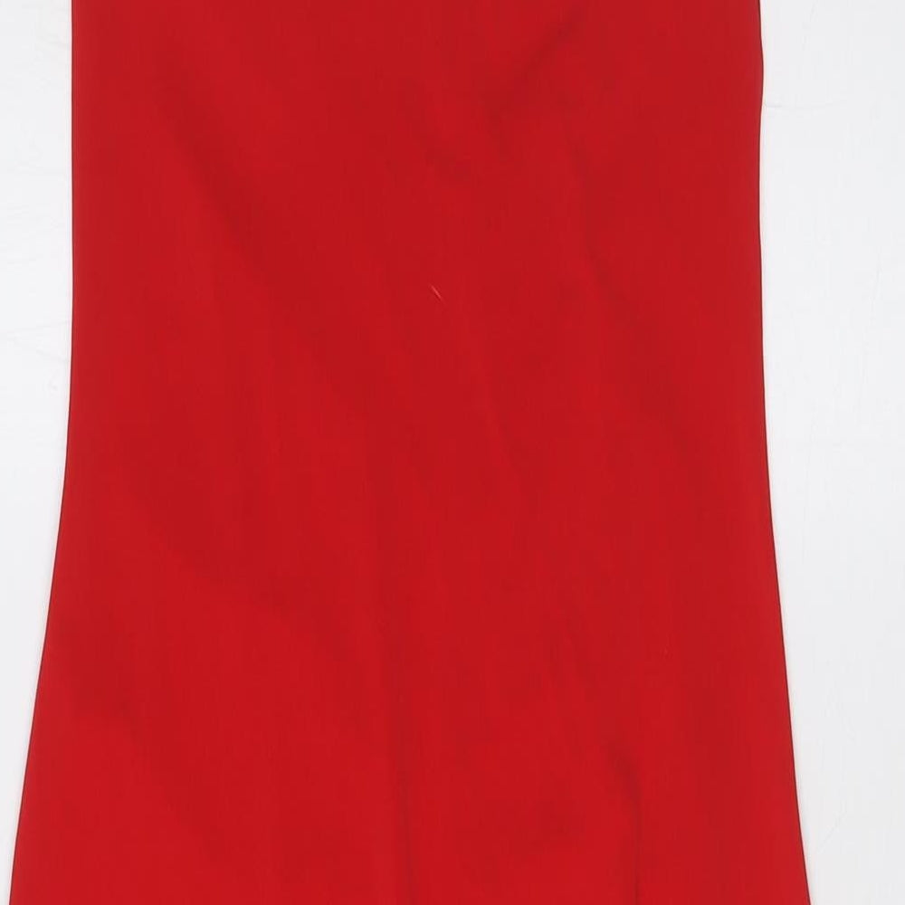 Zara Womens Red Polyester A-Line Size S Halter Tie