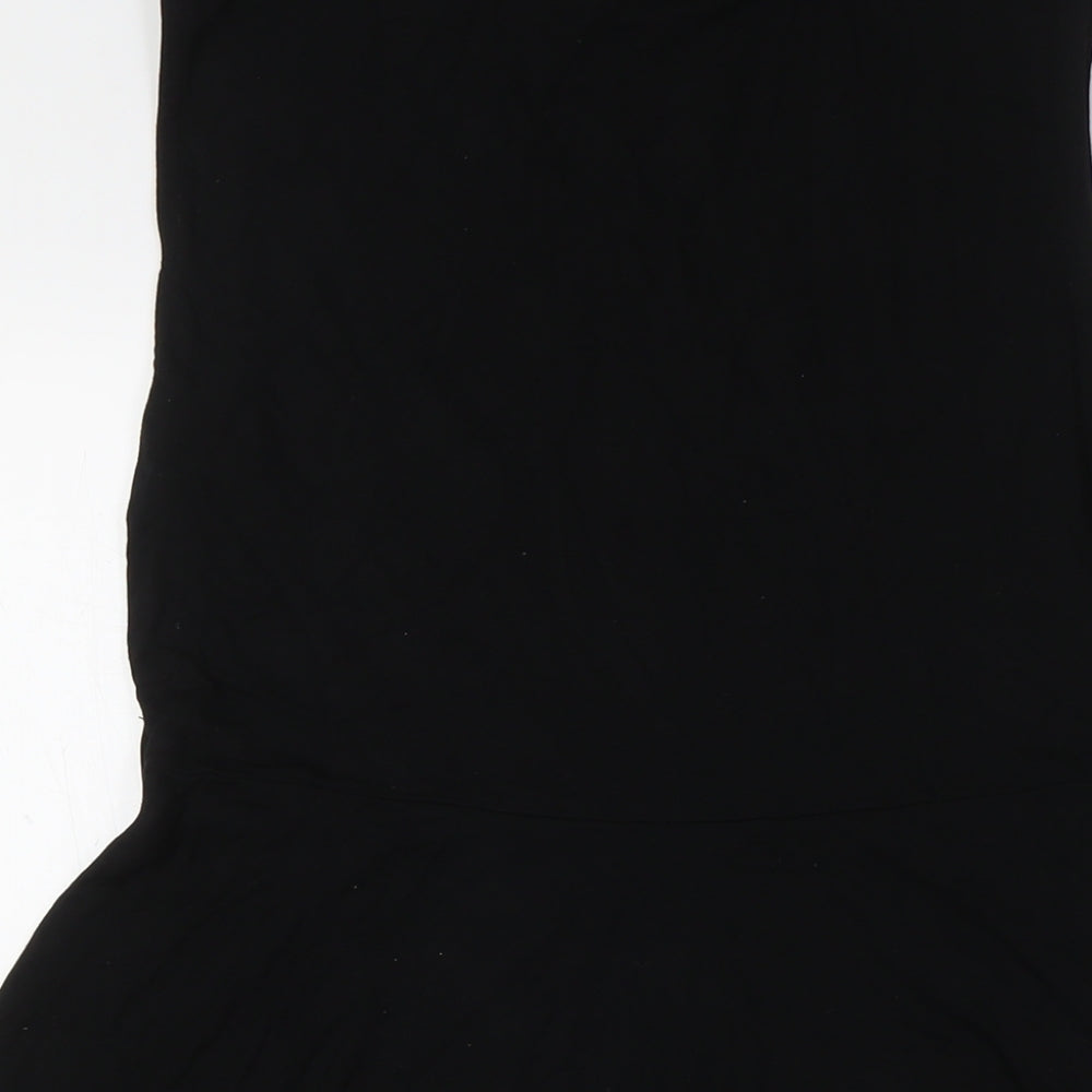 Warehouse Womens Black Viscose A-Line Size M Mock Neck