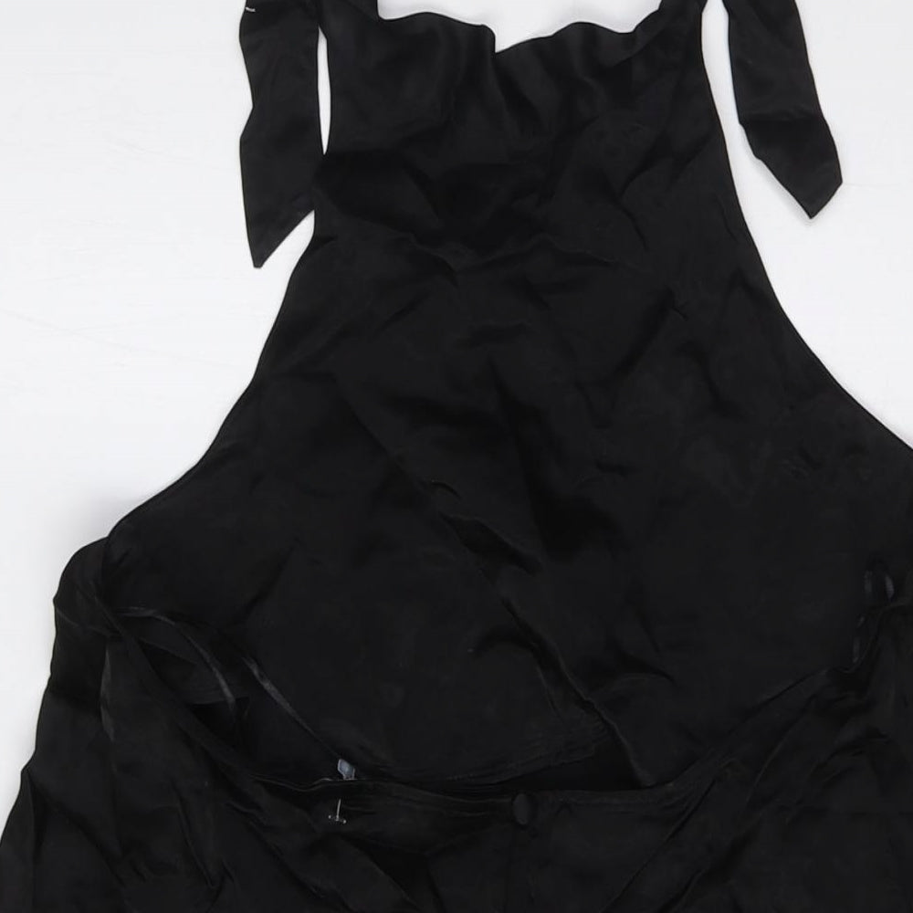 Zara Womens Black Viscose A-Line Size M Halter Button