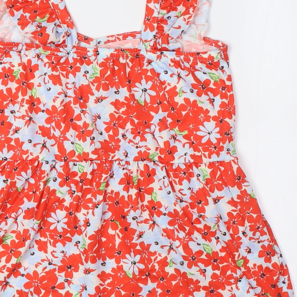 Dorothy Perkins Womens Multicoloured Floral Polyester Basic Button-Up Size 6 Square Neck - Peplum