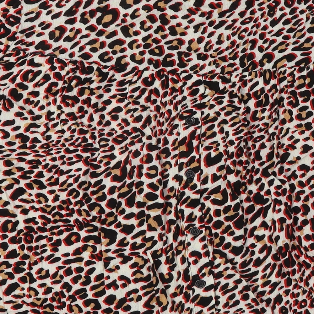 Stella Morgan Womens Multicoloured Animal Print Viscose Basic Button-Up Size 10 Boat Neck - Buttons Down Back